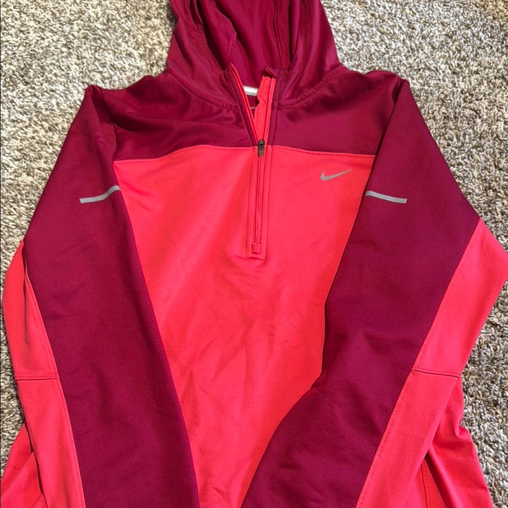 Nike Red and Burgundy Hoodie
